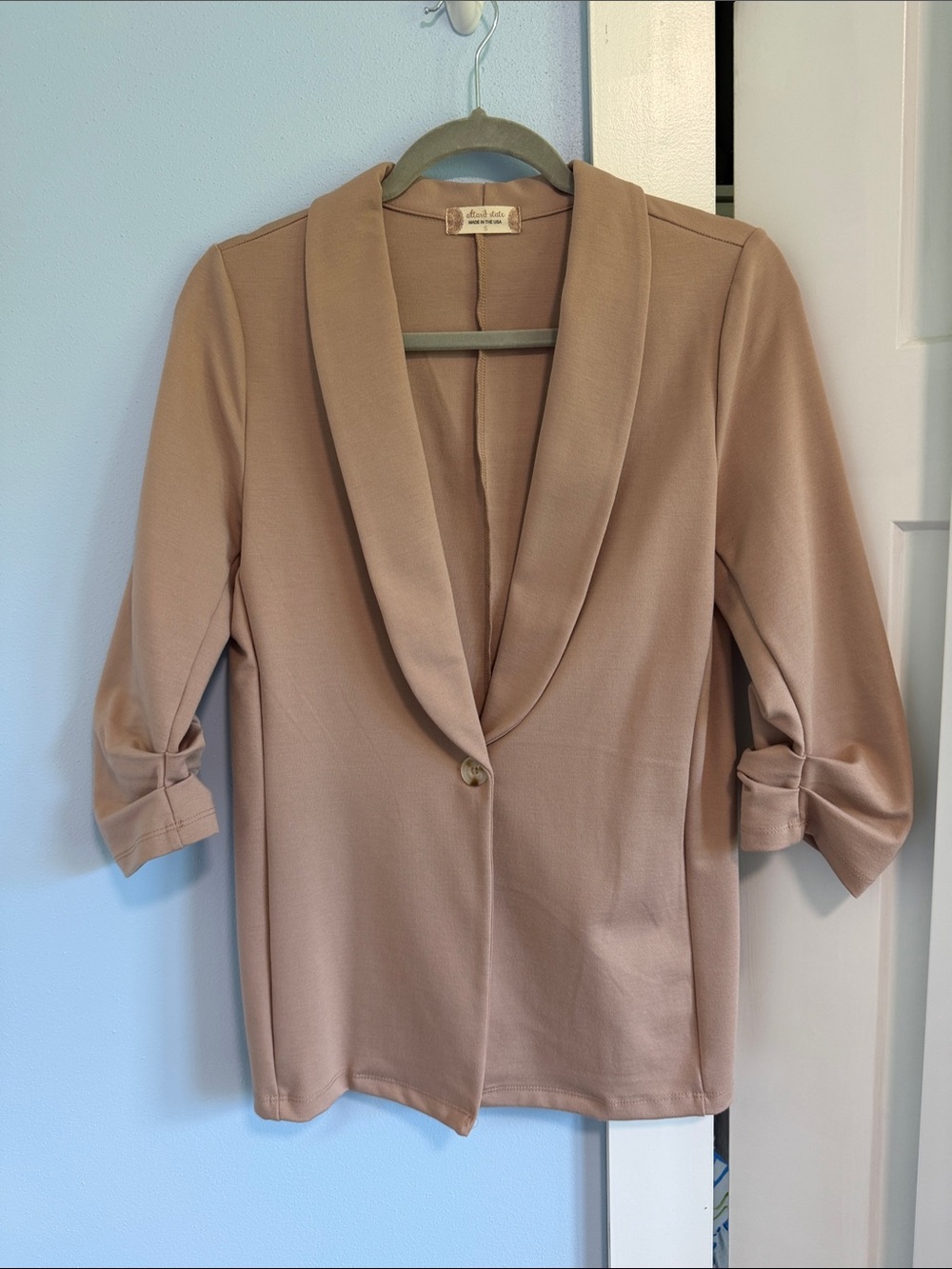 Altar’d State Women’s Taupe Open-Front Blazer Jacket